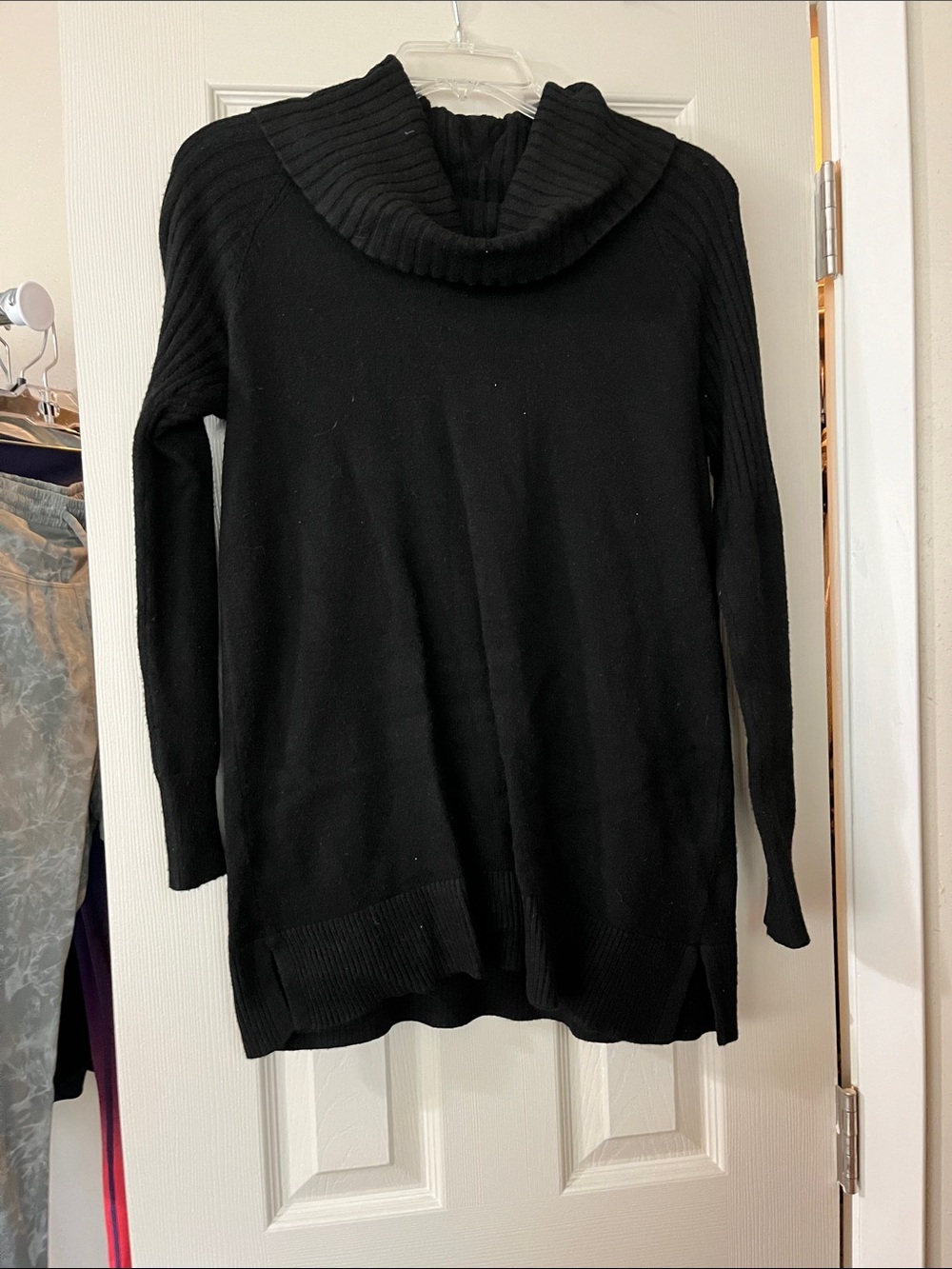 Time and Tru Black Ribbed Cowl Neck Sweater
